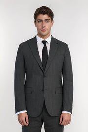 VELVARDE ÇİZGİLİ/SİVRİ YAKA TAKIM ELBİSE GRİ